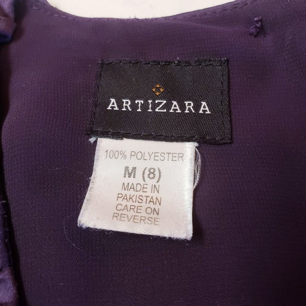 Artizara Dress size Medium Plum purple long sleeve shift pleated contemporary - Picture 3 of 10